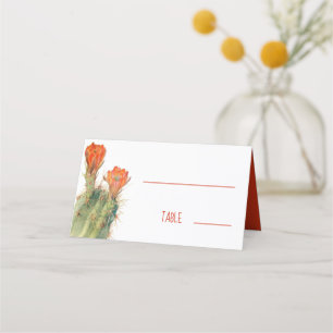 Cartão De Mesa Cacto Floral Flores Vermelhas Aquarela Casamento  