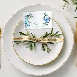 Cartão De Mesa Caindo No Amor Casamento Floral Azul