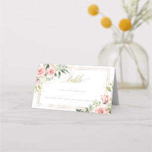 Cartão De Mesa Caligrafia rosas rosa-claro-rosado, estrutura de o