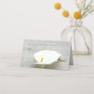 Cartão De Mesa Calla lily em escrita antiga