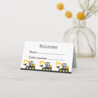Cartão De Mesa Caminhão de Construção de Aniversário | Decoração 