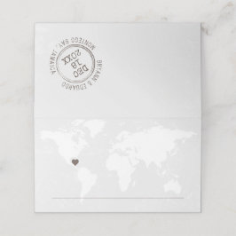 Cartão De Mesa Carimbo de Destino Personalizado Mapa Mundial TODO