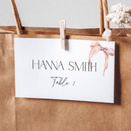 Cartão De Mesa Cartãozinho com Laço Rosa Minimalista Coquette