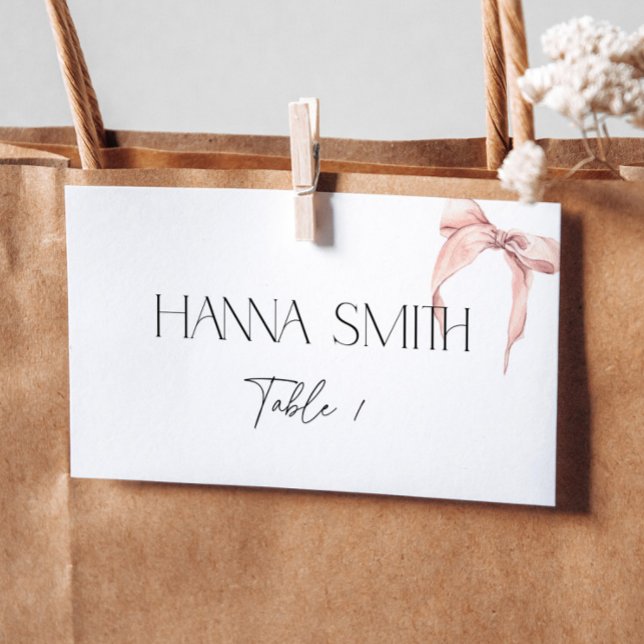 Cartão De Mesa Cartãozinho com Laço Rosa Mínimo Coquette (Criador carregado)