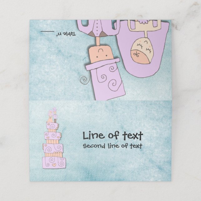 Cartão De Mesa Casamento (Exterior/Desdobrado)