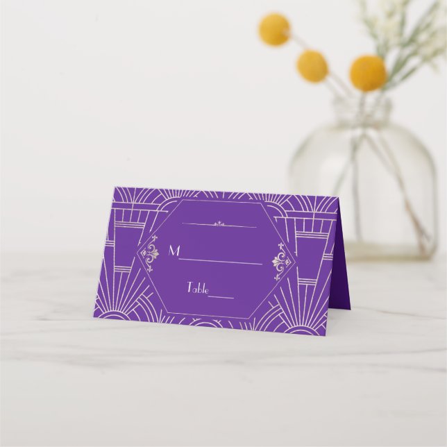 Cartão De Mesa Casamento 1920 Gatsby Excelente Roxo Real (Verso)