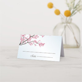 Cartão De Mesa Casamento Asiático de Flor de Cerejeira Japonesa S