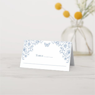 Cartão De Mesa Casamento Azul com Grace Floral Dusty, Ornamentado