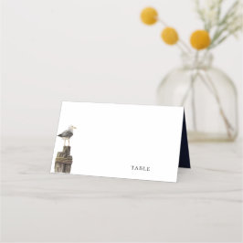 Cartão De Mesa Casamento Azul com Marinho de Aquarela da Sede