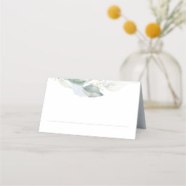 Cartão De Mesa Casamento Azul Elegante Eucalyptus Greenery Dusty