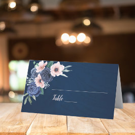 Cartão De Mesa Casamento Azul Empoeirado Champanhe Marfim
