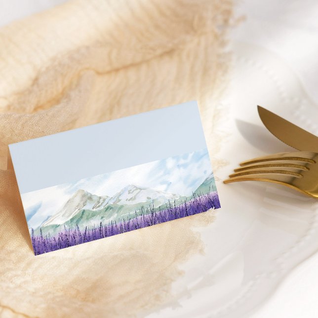 Cartão De Mesa Casamento Azul-Lavanda-Montanha (Wedding Table Place Card from my Mountain Lavender Wedding Collection)