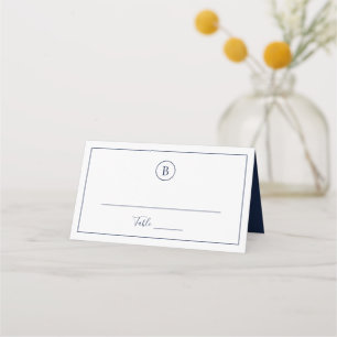 Cartão De Mesa Casamento Azul Marinho Tradicional Elegante