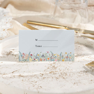 Cartão De Mesa Casamento Azul Simples Fern Fern Dusty Dobrado