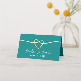 Cartão De Mesa Casamento Azul-Verde