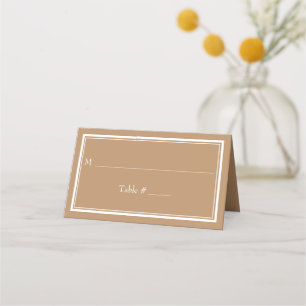 Cartão De Mesa Casamento Bege Marrom Minimalista Moderno
