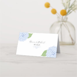 Cartão De Mesa Casamento Blue Hydrangea Watercolor