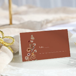 Cartão De Mesa Casamento Boho Floral Terracota