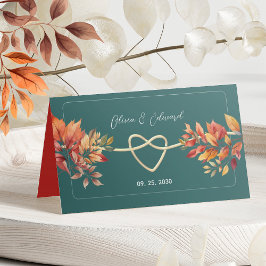 Cartão De Mesa Casamento Boho Outono Verde