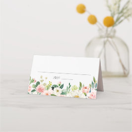 Cartão De Mesa Casamento bonito de Blush e Flores Brancas
