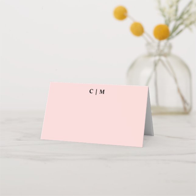 Cartão De Mesa Casamento Bonito Rosa Simples Serif (Frente)