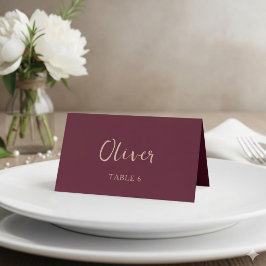 Cartão De Mesa Casamento Borgonha Nome da Mesa Personalizado