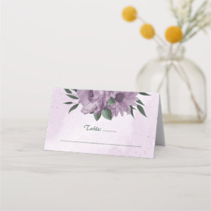 Cartão De Mesa casamento botânico com flores roxas