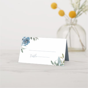 Cartão De Mesa Casamento Botânico de Dusty Blue
