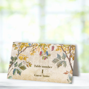 Cartão De Mesa Casamento Botânico de Flores Selvagens de Outono B