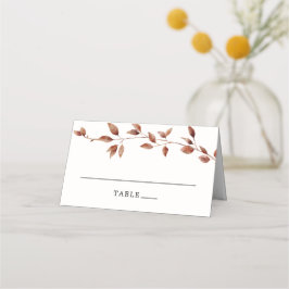 Cartão De Mesa Casamento Botânico de Folhas Simples