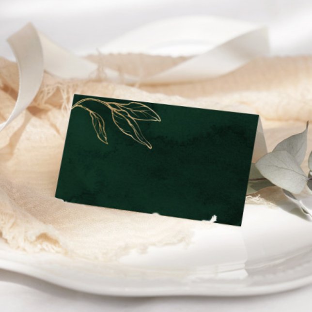Cartão De Mesa Casamento Botânico Dourado Emerald Green (Criador carregado)