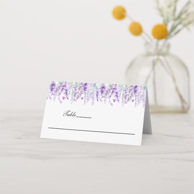 Cartão De Mesa Casamento Botânico Elegante Floral lavanda (Frente)