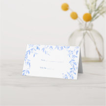 Casamento Botânico Floral Azul Elegante Francês
