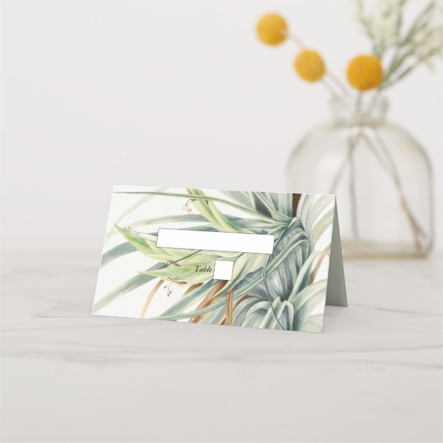 Cartão De Mesa Casamento Botânico Neutral Bócio Russo com Aquarel (Frente)