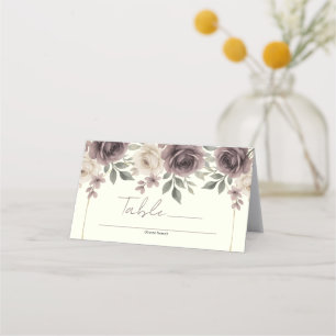 Cartão De Mesa Casamento Botânico Rosa Poeira e Marfim Florido