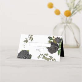 Cartão De Mesa Casamento Branco de Rosas Negras do Halloween Góti