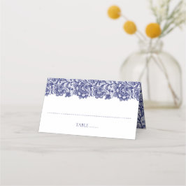 Cartão De Mesa Casamento Branco Elegante de Lace Azul marinho