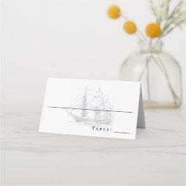 Cartão De Mesa Casamento Branco Elegante Vintage Náutico Navio
