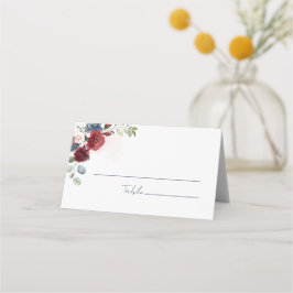 Cartão De Mesa Casamento Burgundy Bloom Watercolor