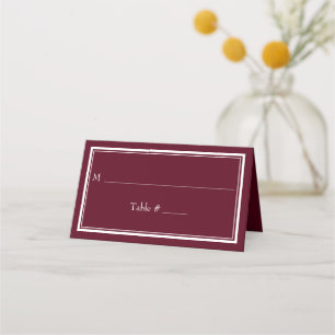 Cartão De Mesa Casamento Burgundy Minimalista Moderno de Borda