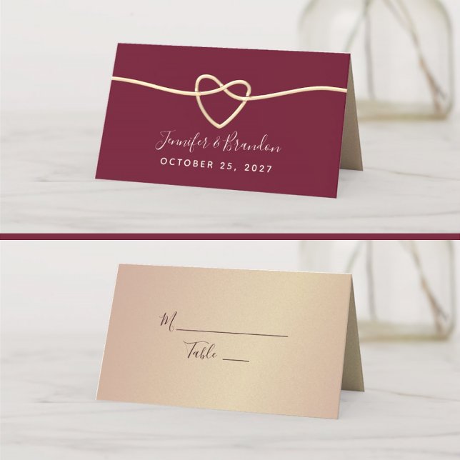 Cartão De Mesa Casamento Burgundy Romântico (Criador carregado)