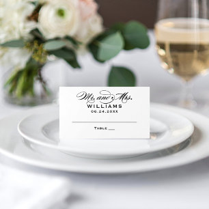 Cartão De Mesa Casamento Caligrafia Clássico Preto Mr e Mrs