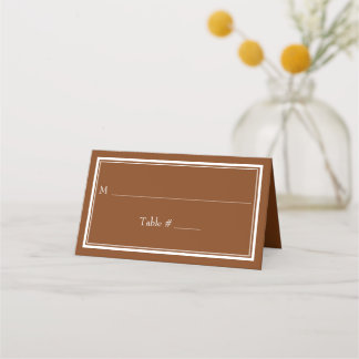 Cartão De Mesa Casamento Castanho Minimalista da Fronteira Modern