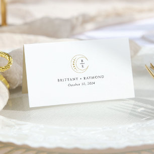 Cartão De Mesa Casamento Celestial da Lua Dourada