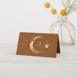 Cartão De Mesa Casamento Celestial da Noite Estelar Crescente