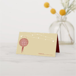 Cartão De Mesa Casamento Chinês com Lanternas Brilhantes