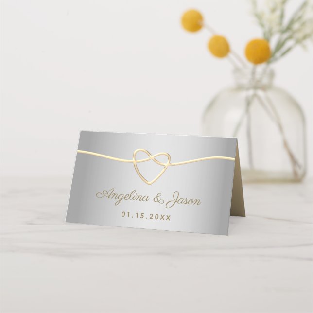 Cartão De Mesa Casamento Cinza Prata (Verso)