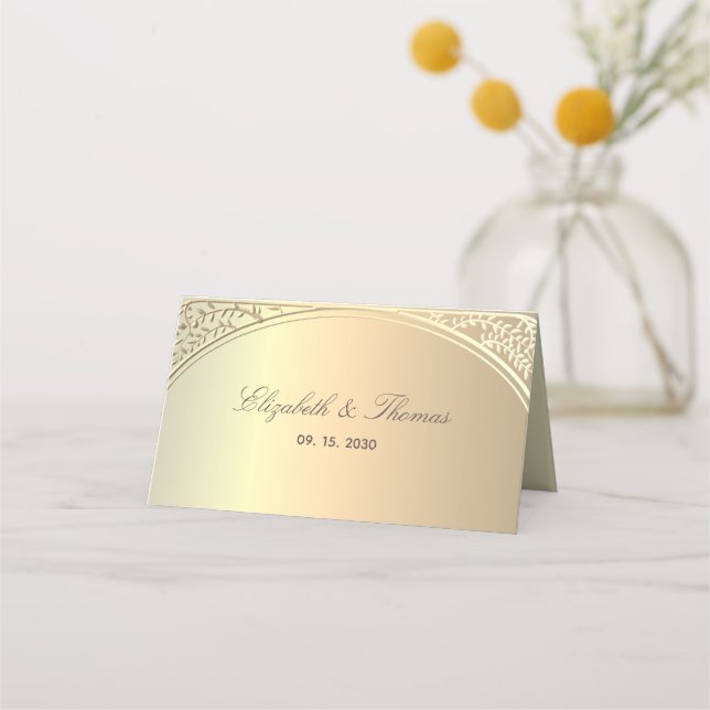 Cartão De Mesa Casamento Clássico a Ouro (Verso)