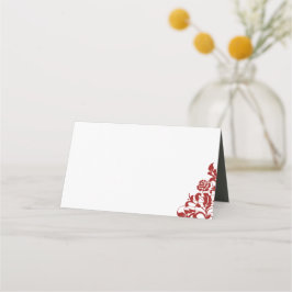 Cartão De Mesa Casamento Clássico da Rosa vermelha Crimson Lace B