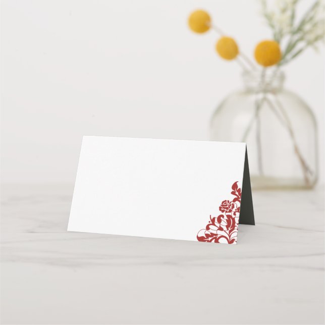 Cartão De Mesa Casamento Clássico da Rosa vermelha Crimson Lace B (Frente)